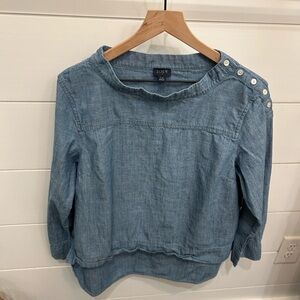 J. Crew Chambray Button-Shoulder Blouse